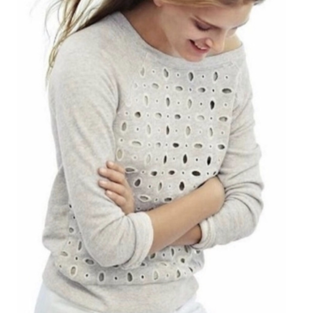 JCrew Sweatshirt Cotton Silk Eyelet Jersey XL
